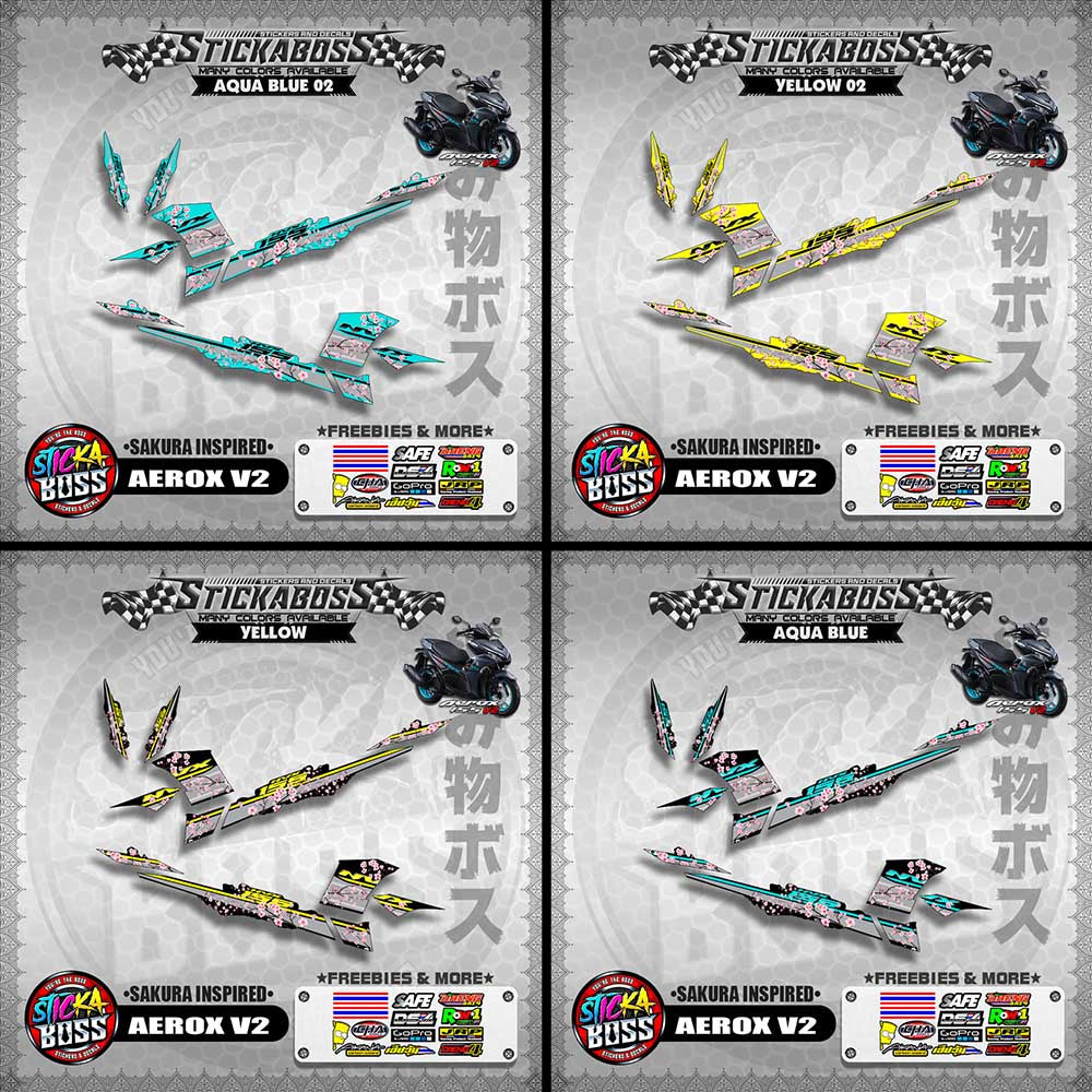 AEROX V2 STICKER DECALS ( SAKURA INSPIRED )【WITH FREEBIES】