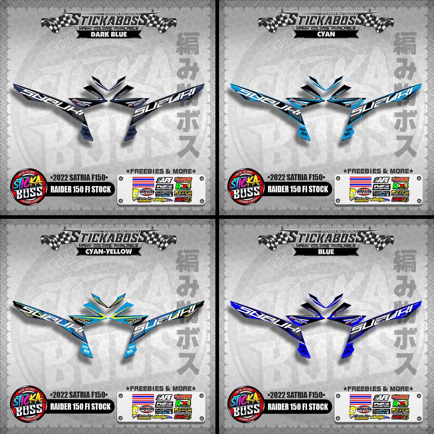 SUZUKI RAIDER 150 FI STOCK DECALS ( 2022 SATRIA F150 )【WITH FREEBIES】