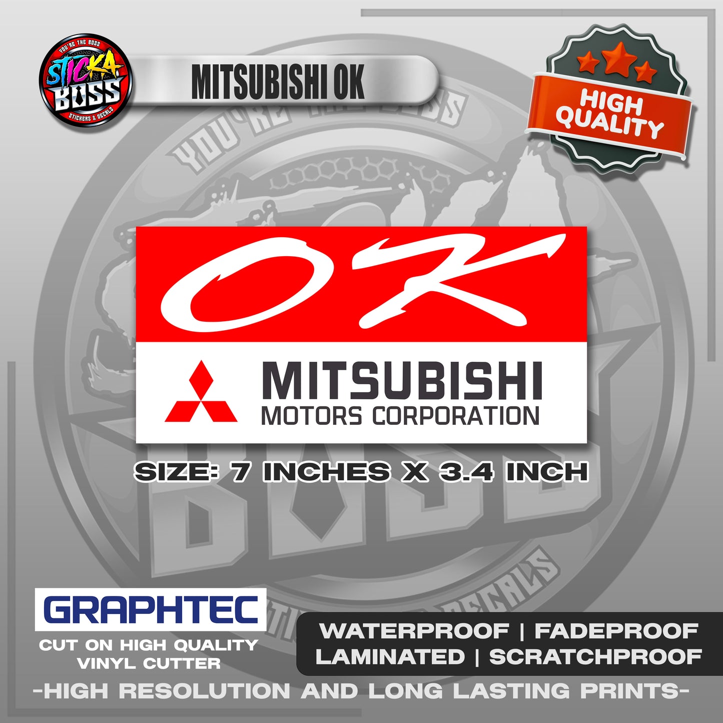 MITSUBISHI OK | VINYL WATERPROOF STICKER | PREMIUM LAMINATED【PRINTED】