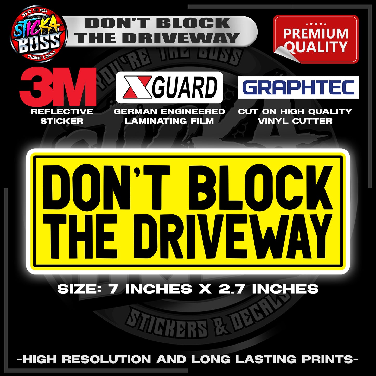 DON'T BLOCK THE DRIVEWAY 3M REFLECTIVE STICKER | PREMIUM LAMINATED【PREMIUM QUALITY】