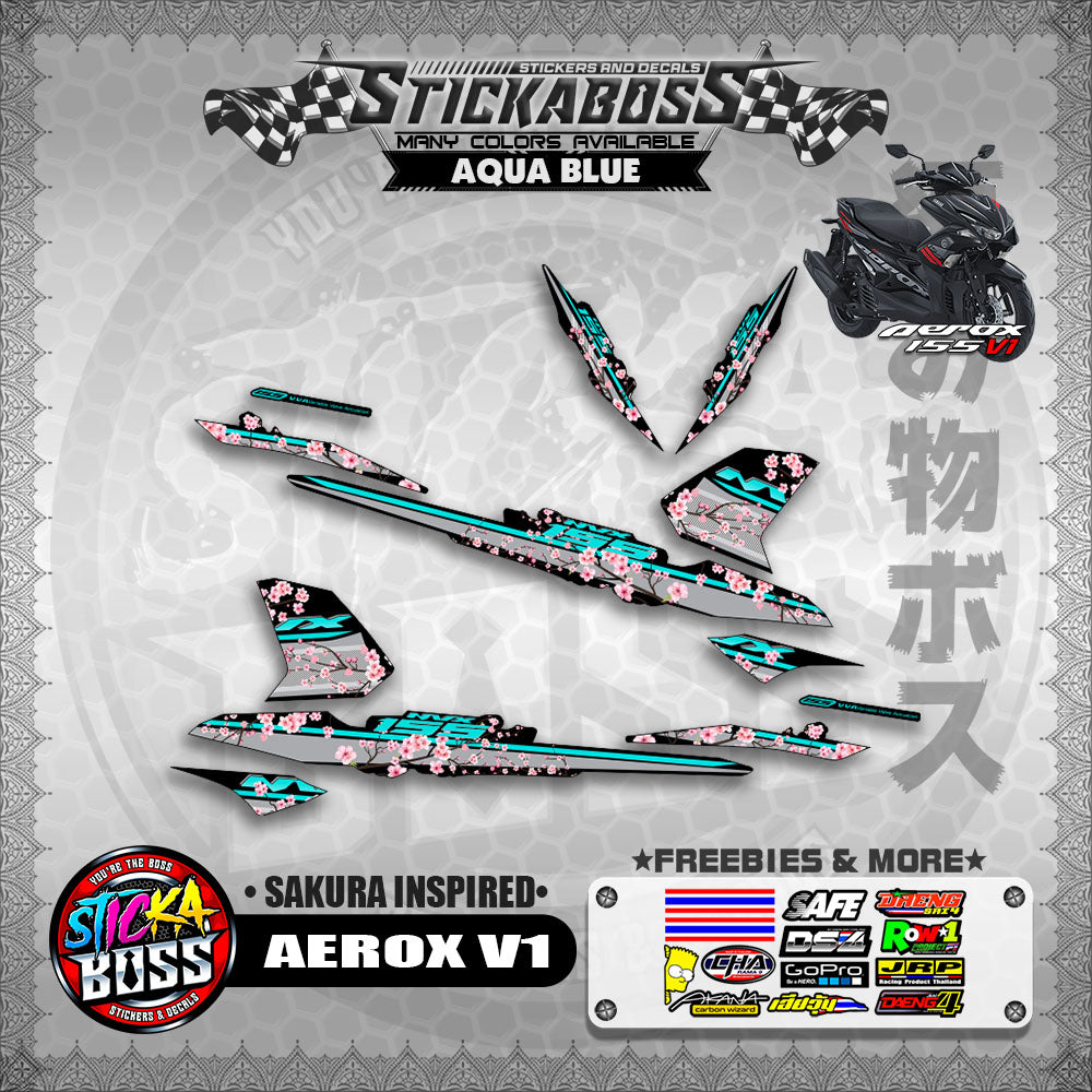 AEROX V1 STICKER DECALS ( SAKURA INSPIRED )【WITH FREEBIES】