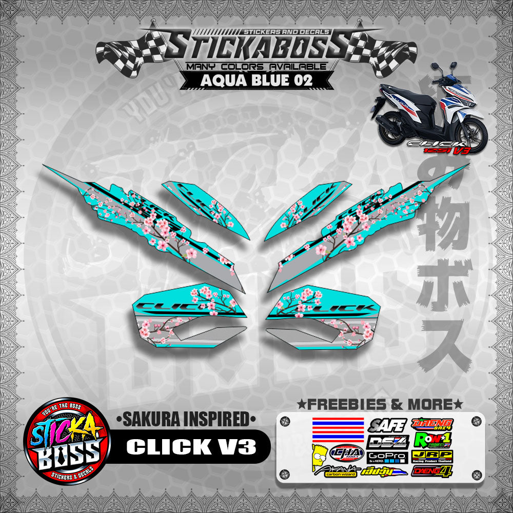 CLICK V3 STICKER DECALS ( SAKURA INSPIRED )【WITH FREEBIES】
