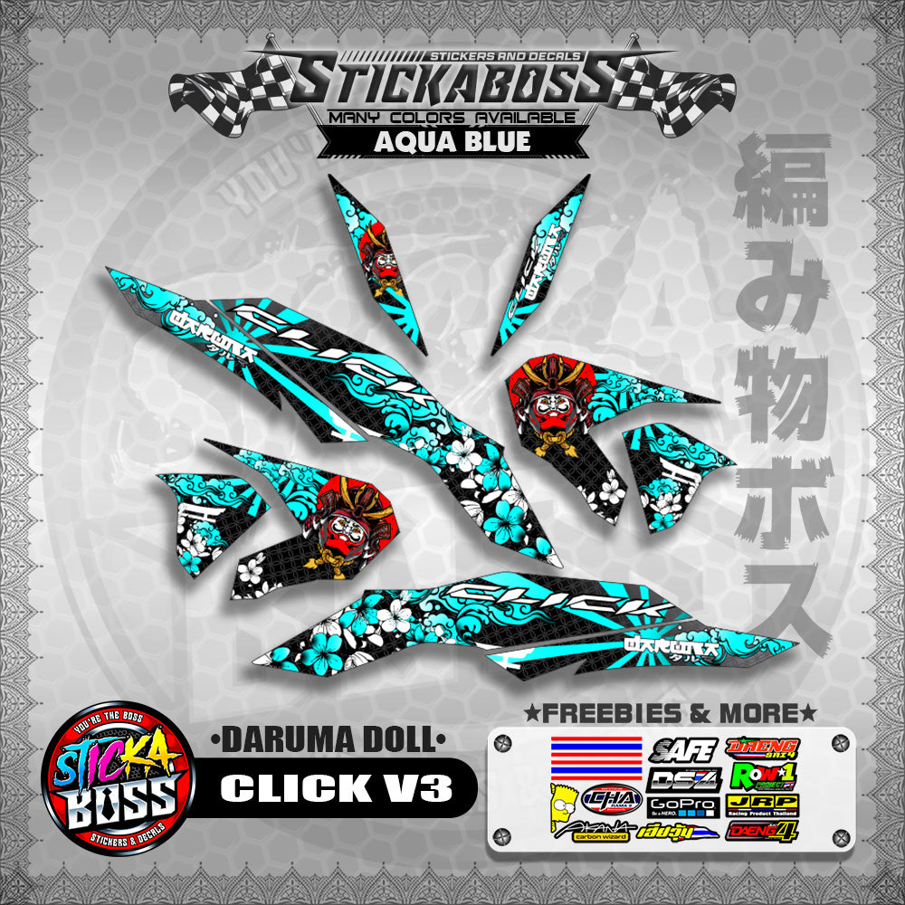 CLICK V3 STICKER DECALS ( DARUMA DOLL )【WITH FREEBIES】