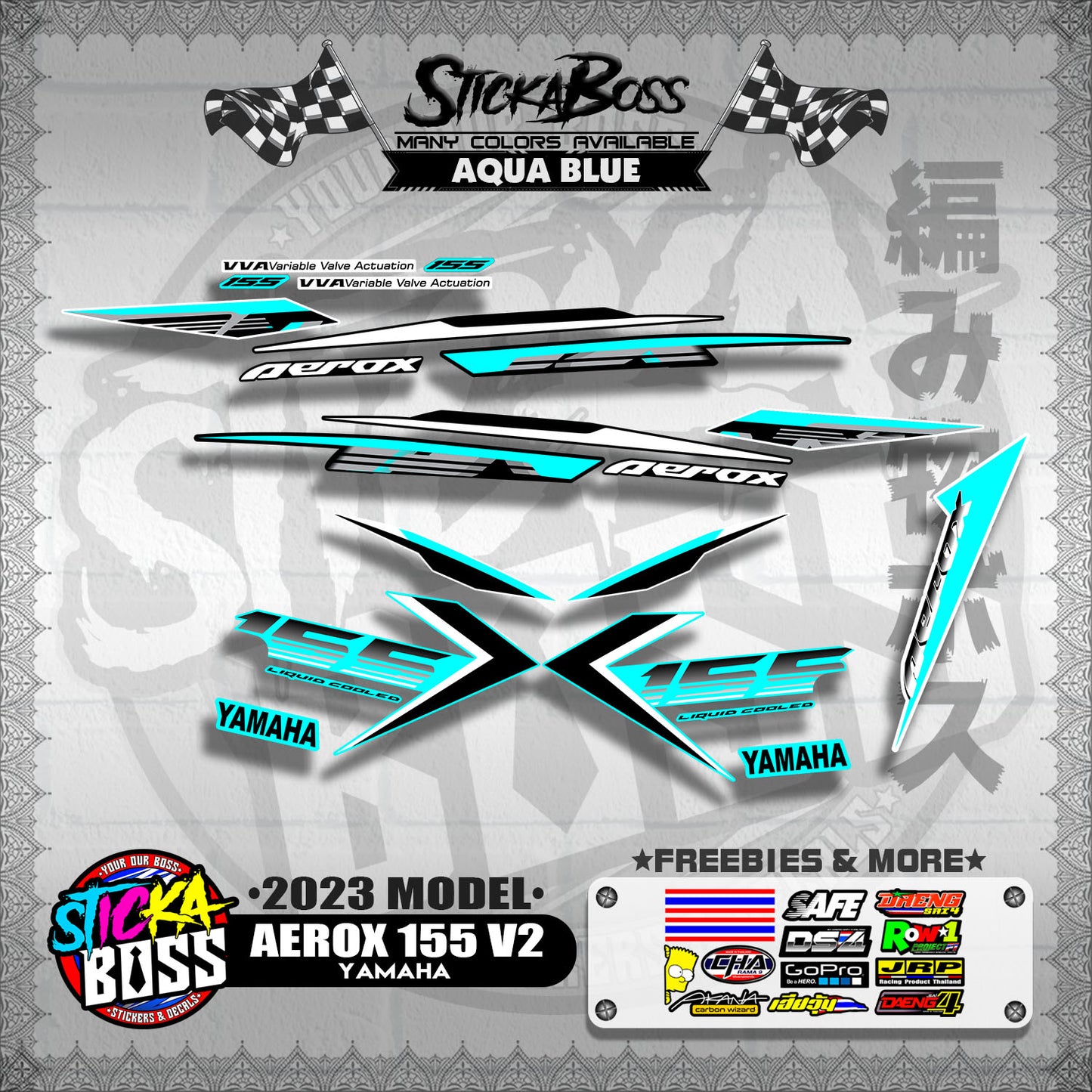 AEROX 155 V2 2023 STOCK DECALS ( 2023 MODEL )【WITH FREEBIES】