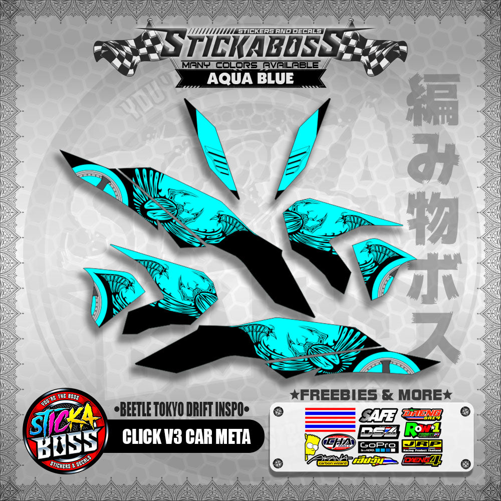 CLICK V3 CAR META DECALS ( BEETLE TOKYO DRIFT INSPO )【WITH FREEBIES】