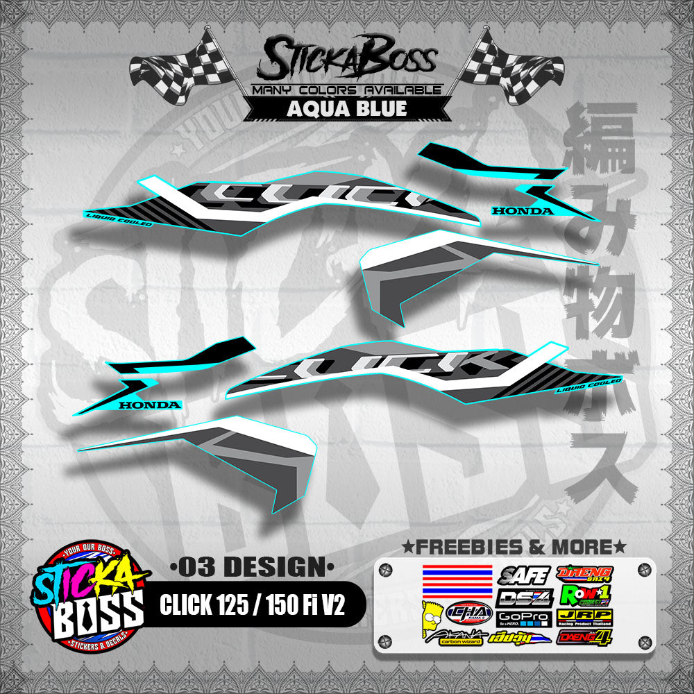 CLICK 125 / 150 Fi V2 DECALS ( 03 DESIGN )【WITH FREEBIES】