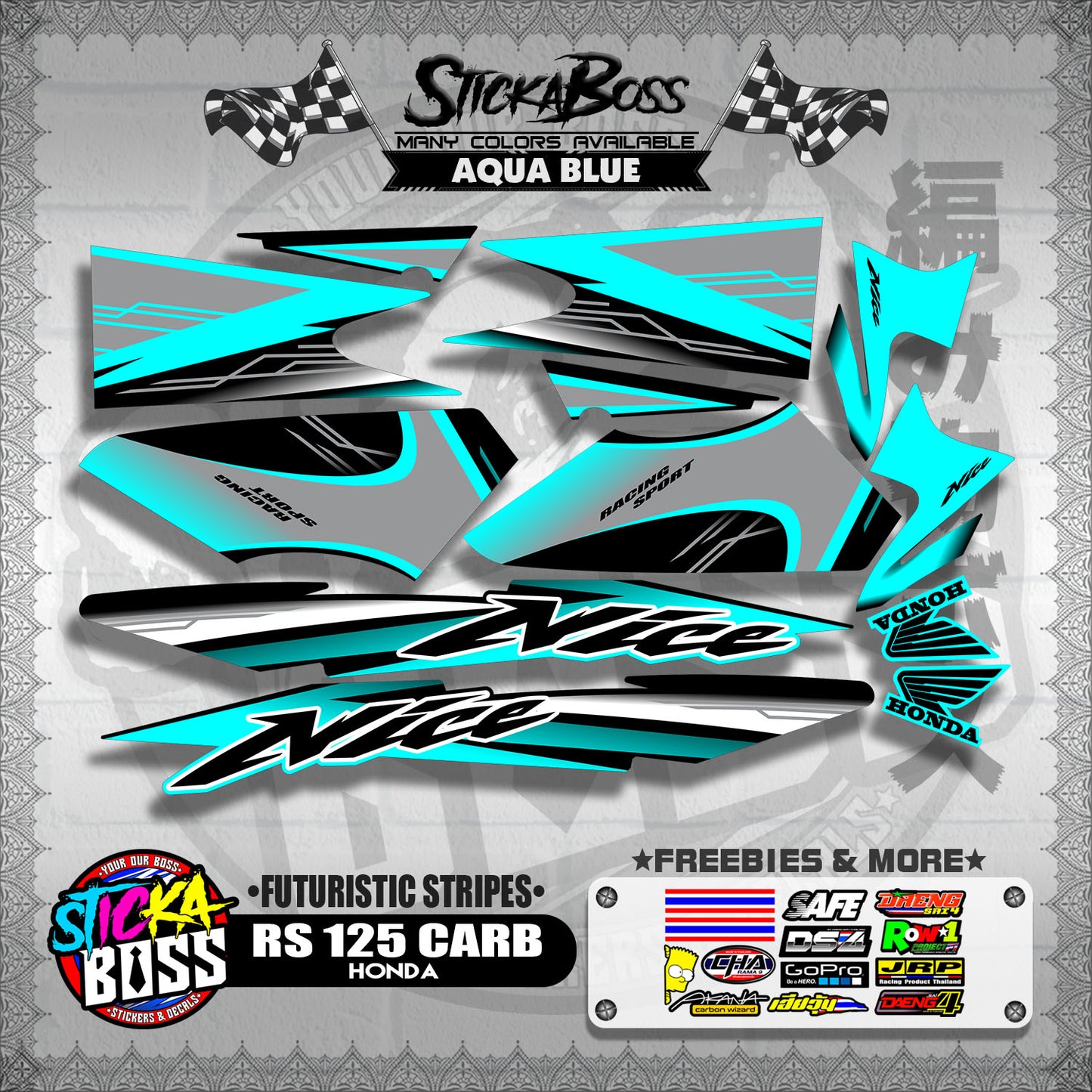 RS 125 THAI DECALS ( FUTURISTIC STRIPES )【WITH FREEBIES】