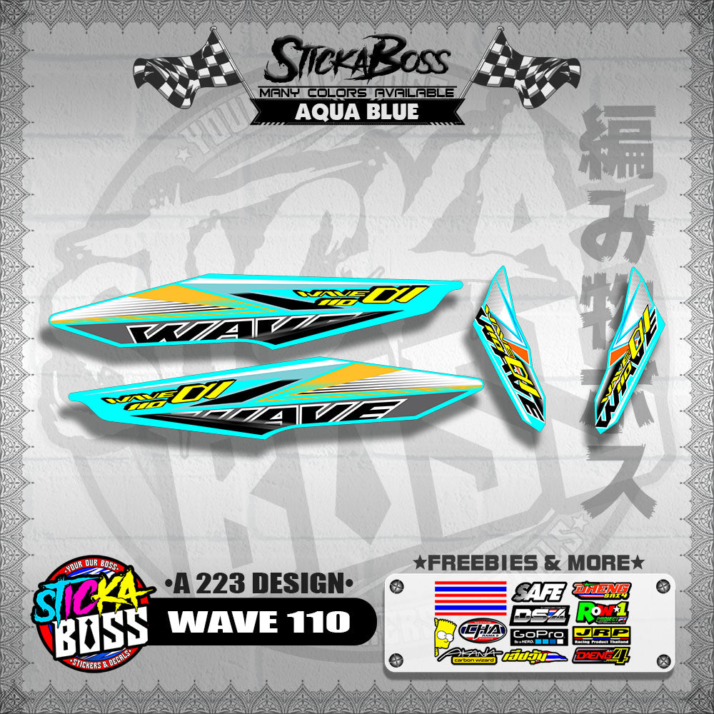 WAVE 110 DECALS ( A 223 DESIGN )【WITH FREEBIES】