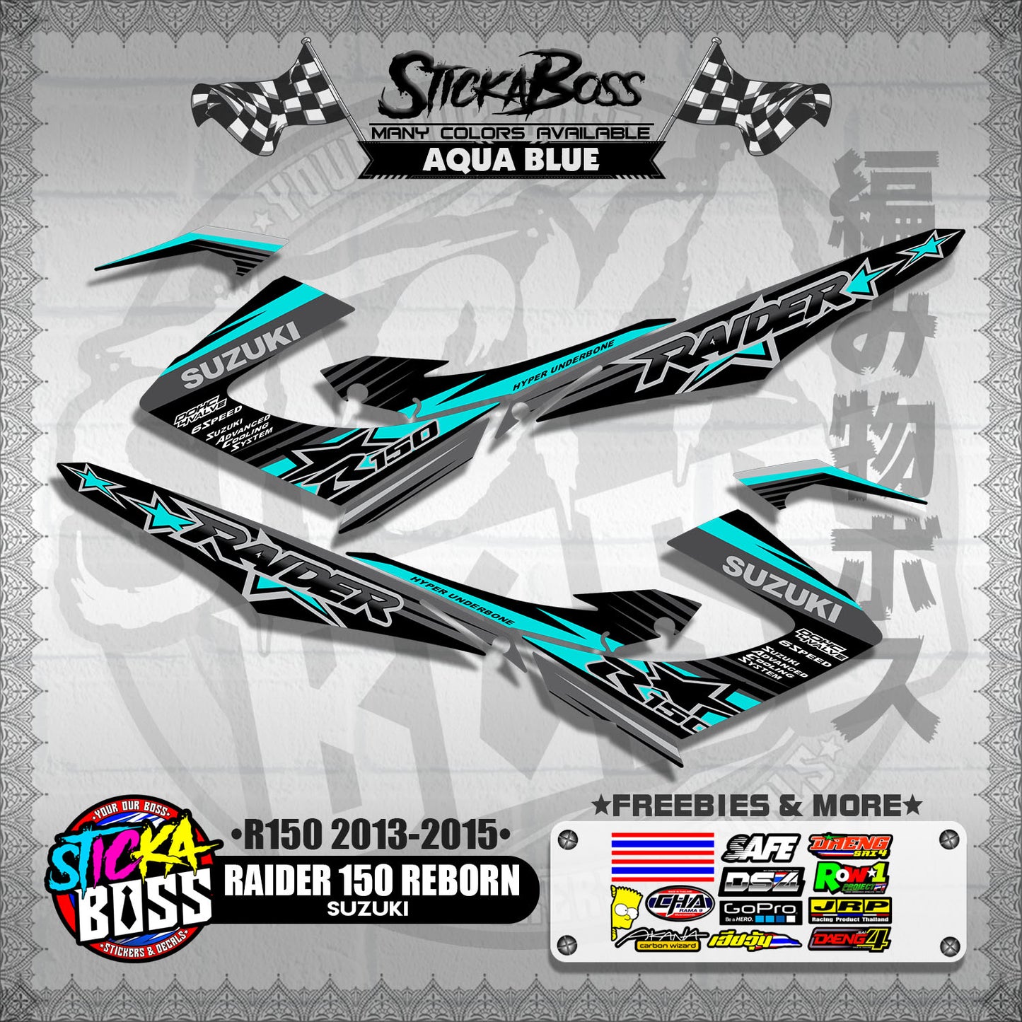 RAIDER 150 REBORN STOCK DECALS ( R150 2013 - 2015 )【WITH FREEBIES】