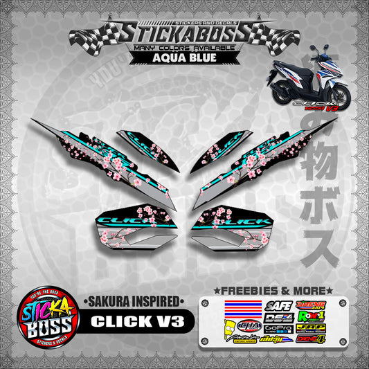 CLICK V3 STICKER DECALS ( SAKURA INSPIRED )【WITH FREEBIES】