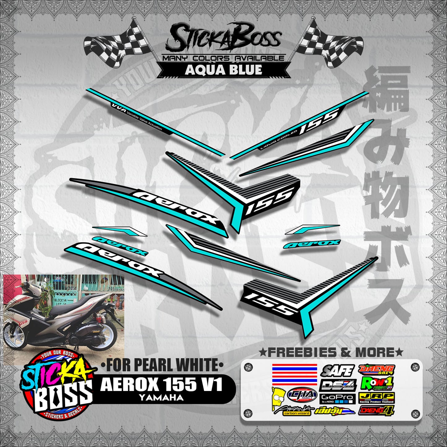 AEROX 155 V1 DECALS ( FOR PEARL WHITE )【WITH FREEBIES】