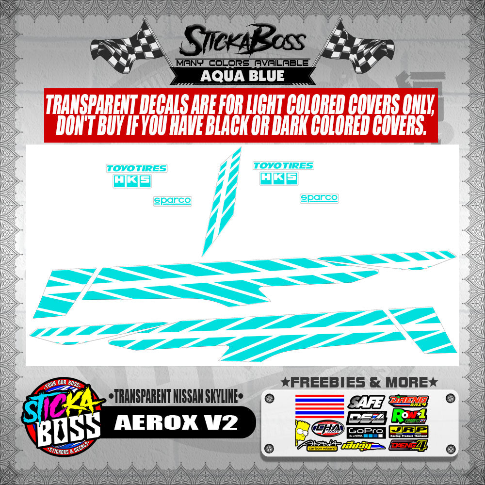 AEROX V2 DECALS ( TRANSPARENT NISSAN SKYLINE )【WITH FREEBIES】