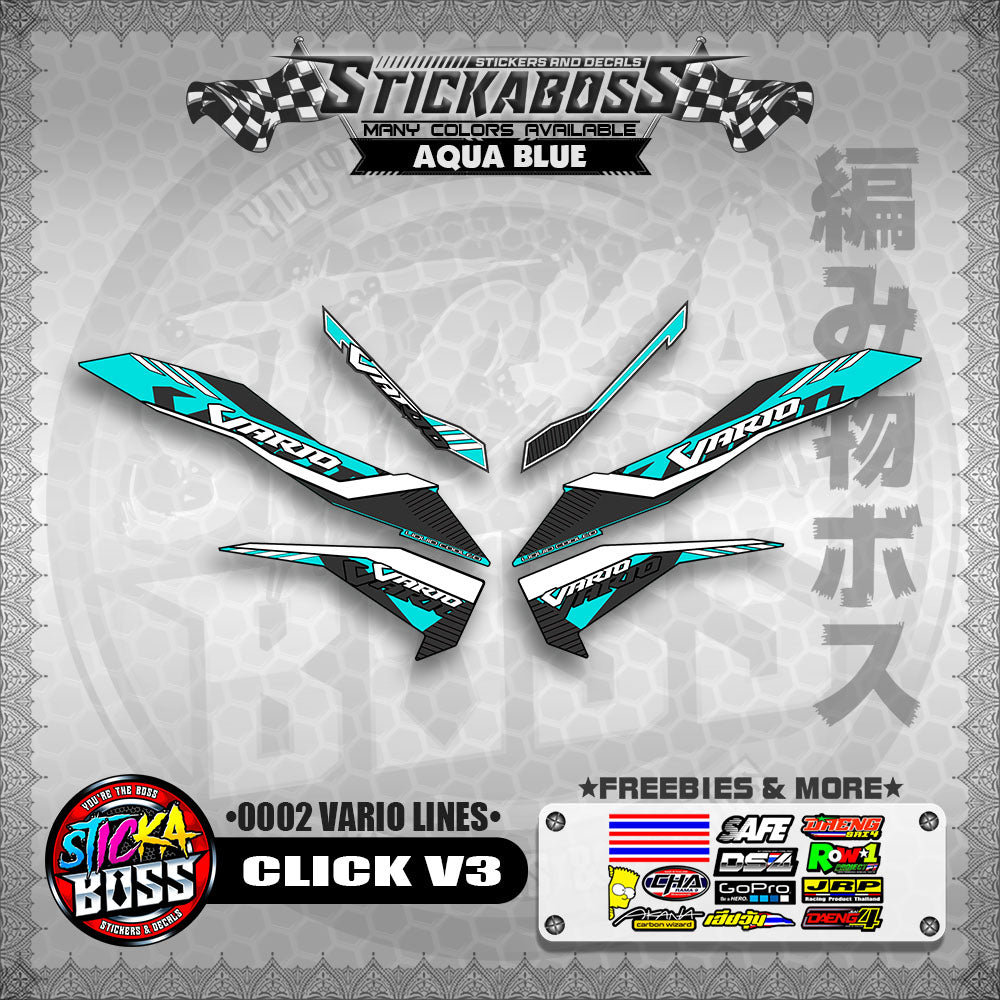CLICK V3 STICKER DECALS ( 0002 VARIO LINES )【WITH FREEBIES】
