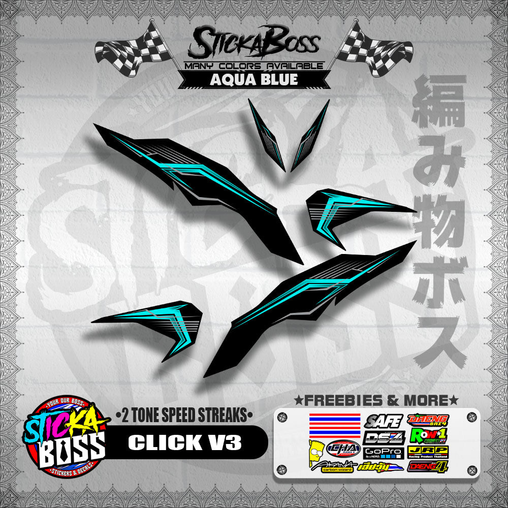 CLICK V3 DECALS ( 2 TONE SPEED STREAKS )【WITH FREEBIES】