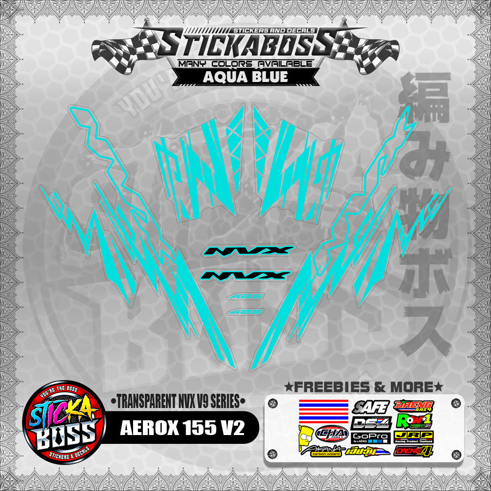 【PREMIUM UV PRINT】TRANSPARENT AEROX 155 V2 DECALS ( NVX V9 SERIES )【WITH FREEBIES】