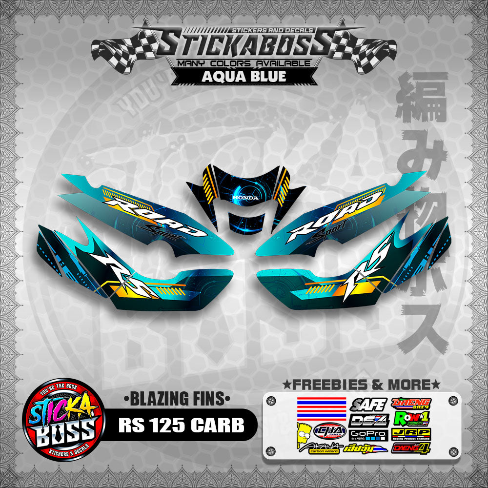 RS 125 CARB STICKER DECALS ( BLAZING FINS )【WITH FREEBIES】