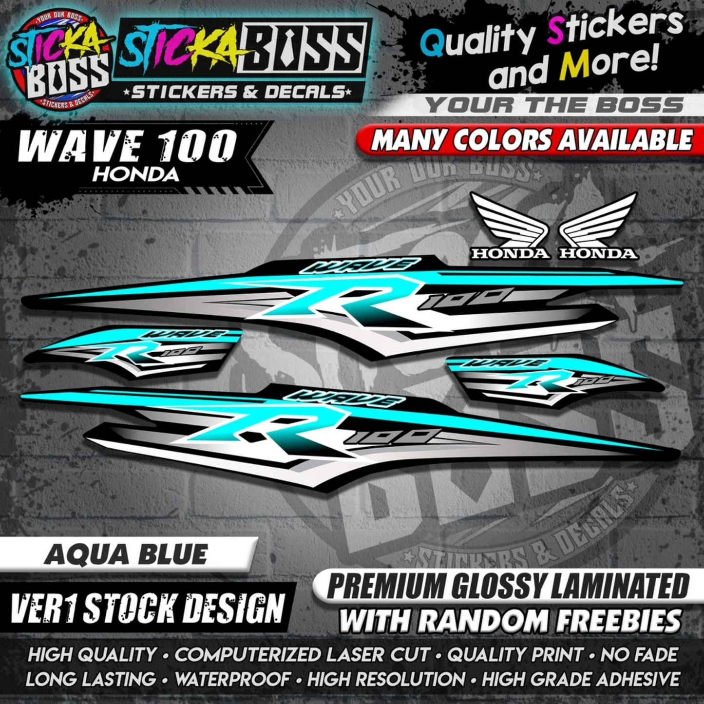HONDA WAVE 100 R DECALS (Ver1 Stock Design)【WITH FREEBIES】