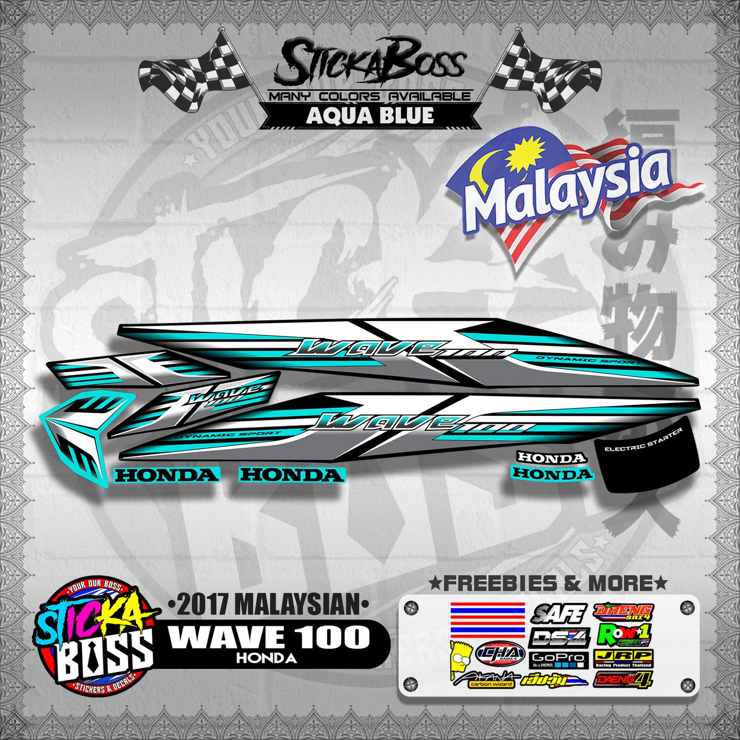 WAVE 100 ( 2017 MALAYSIAN STOCK DECALS )【WITH FREEBIES】