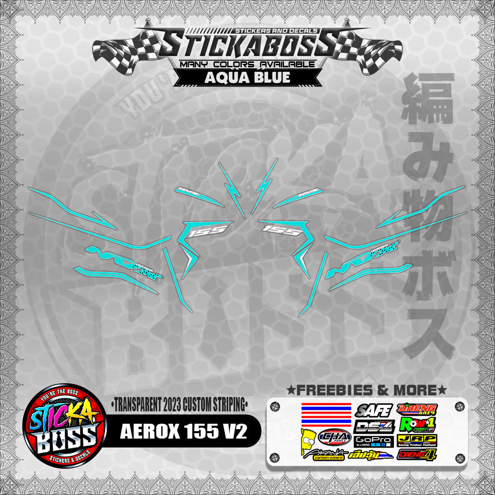 【PREMIUM UV PRINT】TRANSPARENT AEROX 155 V2 STICKER DECALS ( 2023 CUSTOM STRIPING )【WITH FREEBIES】
