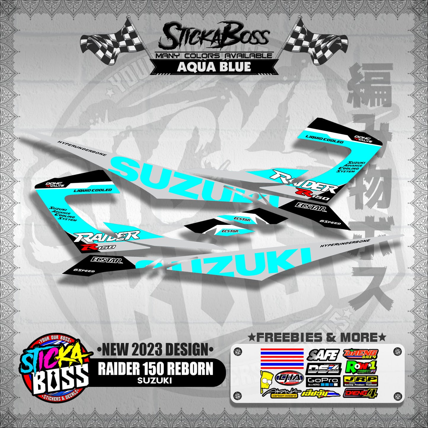 RAIDER 150 REBORN STOCK DECALS ( NEW 2023 DESIGN )【WITH FREEBIES】