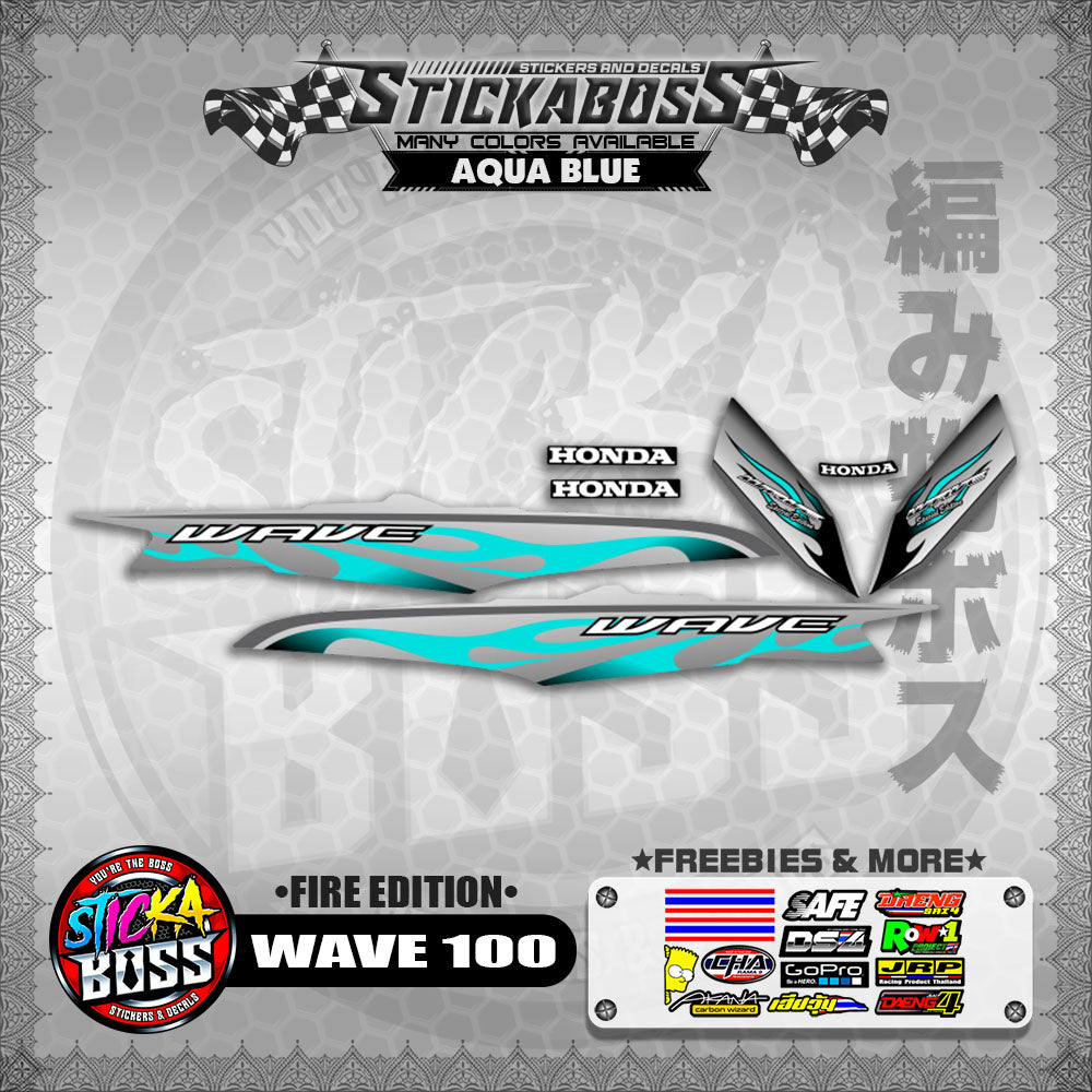 WAVE 100 STICKER DECALS ( FIRE EDITION )【WITH FREEBIES】