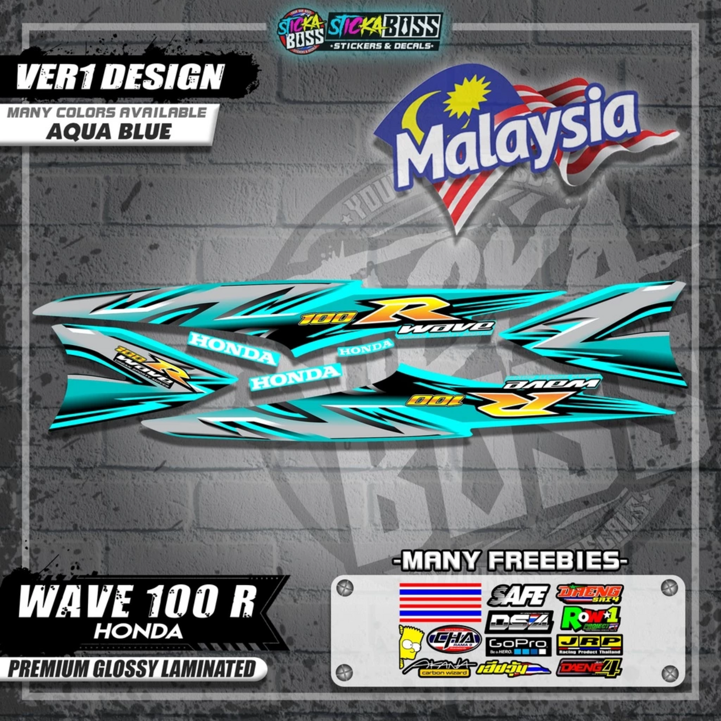 HONDA WAVE 100 R MALAYSIAN DECALS (Ver1 Design)【WITH FREEBIES】