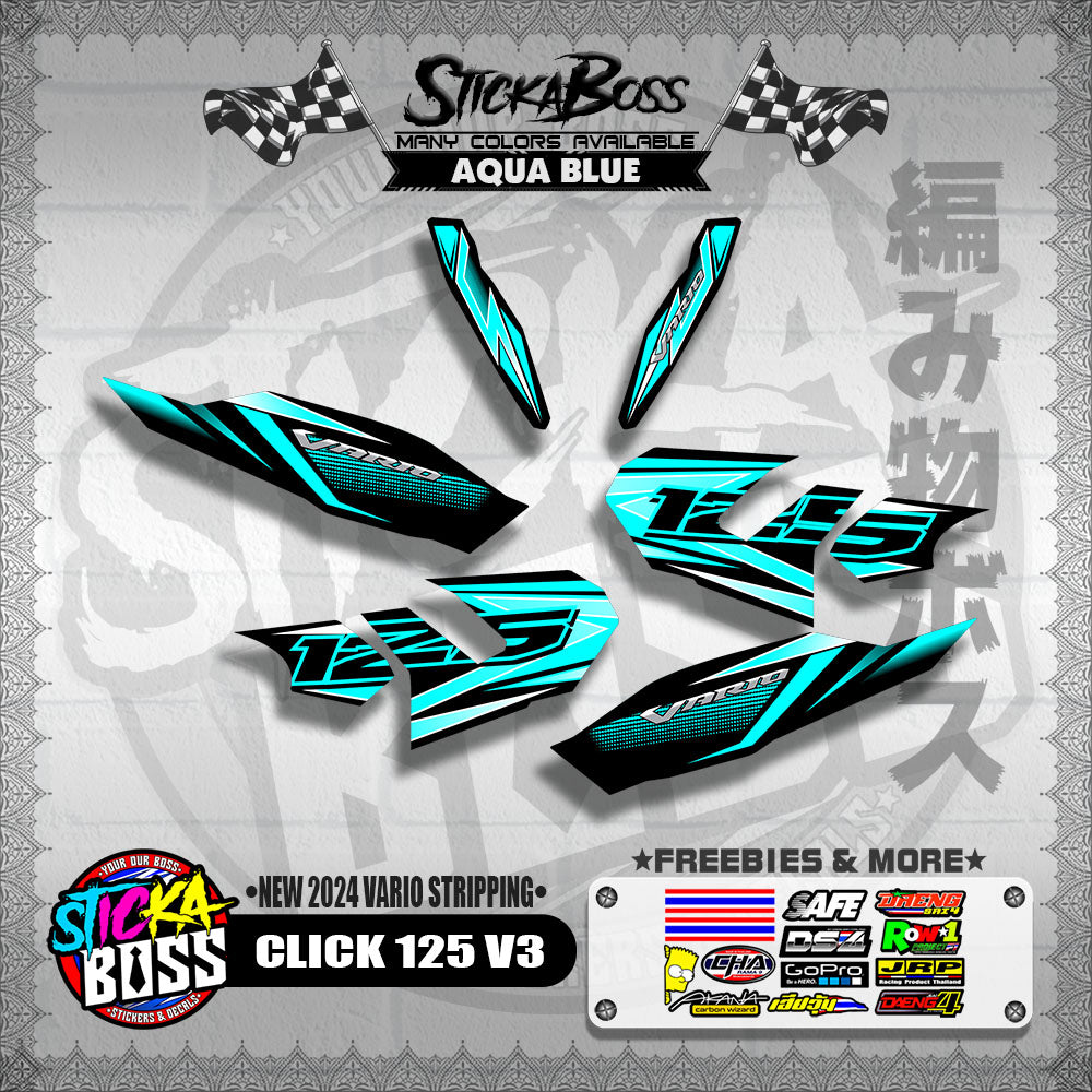 CLICK 125 V3 DECALS ( NEW 2024 VARIO STRIPPING )【WITH FREEBIES】