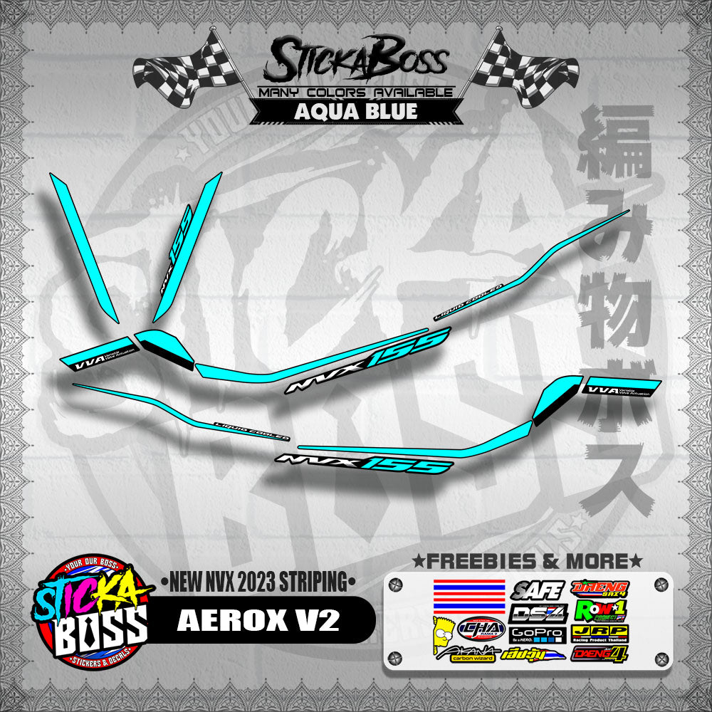 AEROX V2 MALAYSIAN DECALS ( NEW NVX 2023 STRIPING )【WITH FREEBIES】