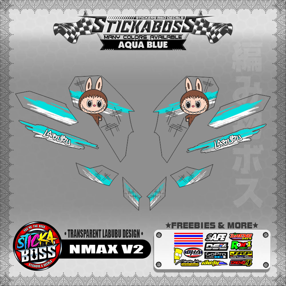 【PREMIUM UV PRINT】TRANSPARENT NMAX V2 STICKER DECALS ( LABUBU DESIGN )【WITH FREEBIES】