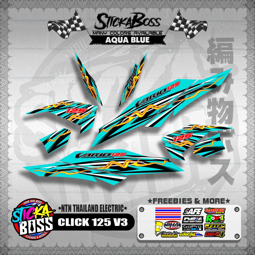 CLICK 125 V3 DECALS ( NTN THAILAND ELECTRIC )【WITH FREEBIES】