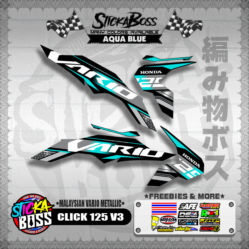 CLICK 125 V3 DECALS ( MALAYSIAN VARIO METALLIC )【WITH FREEBIES】