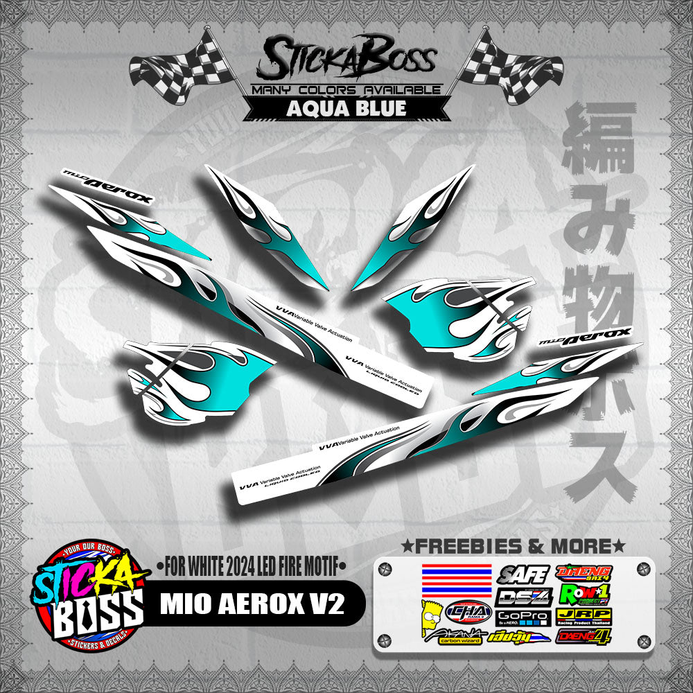 MIO AEROX V2 DECALS ( FOR WHITE 2024 LED FIRE MOTIF )【WITH FREEBIES】