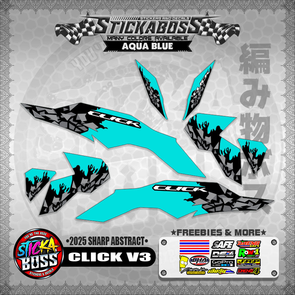 CLICK V3 INDO STICKER DECALS ( 2025 SHARP ABSTRACT )【WITH FREEBIES】