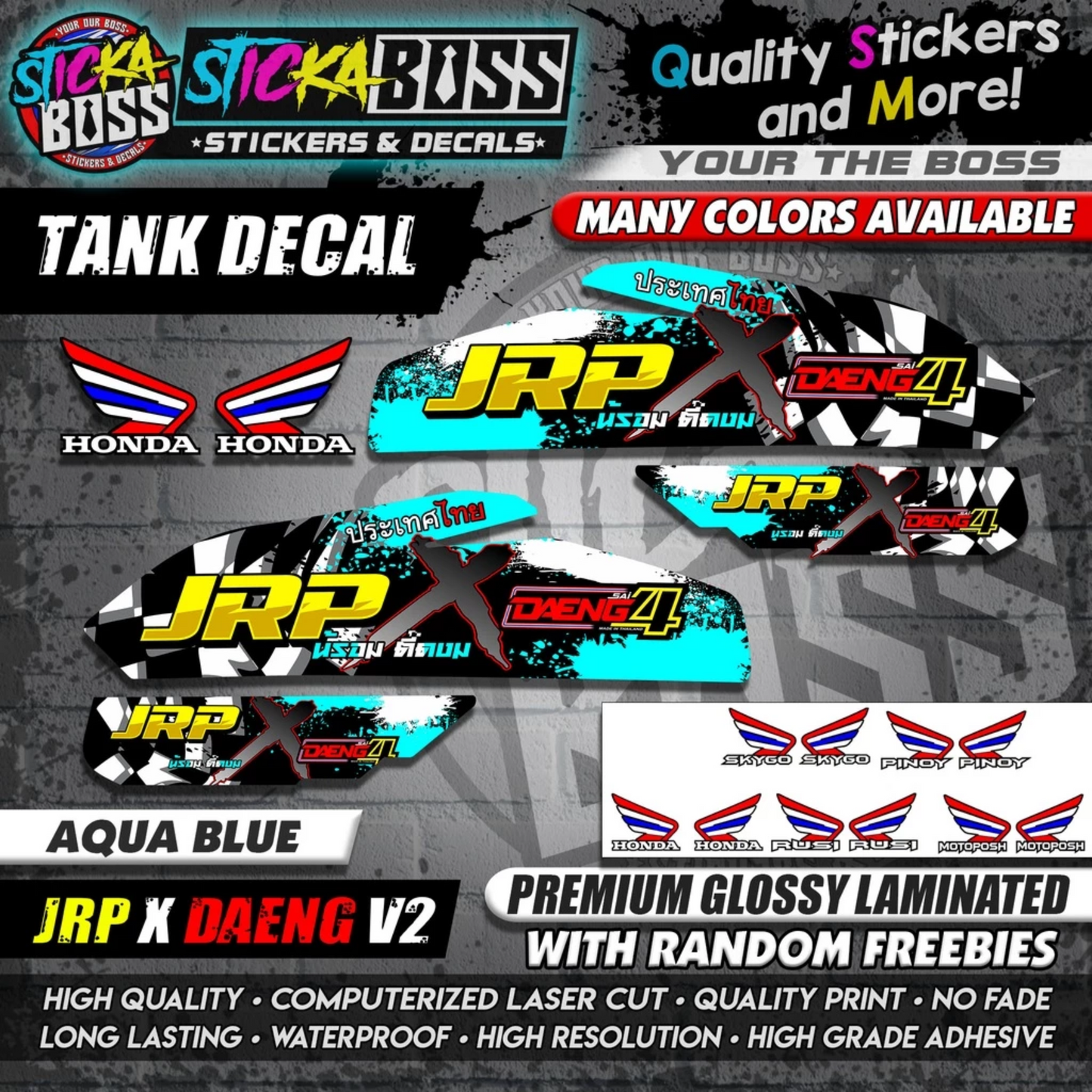 TMX / RUSI / PINOY / MOTOPOSH / SKYGO TANK DECALS STICKER ( JRP X DAENG V2 )【WITH FREEBIES】