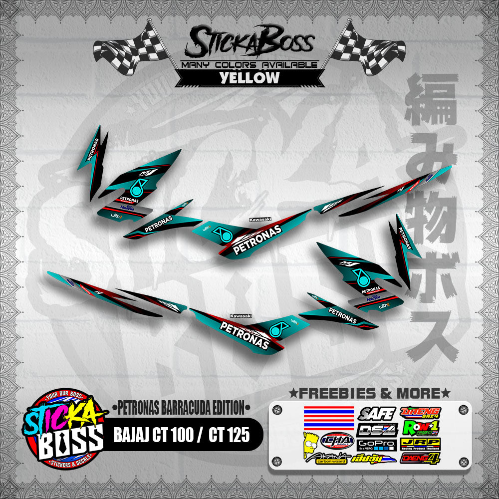 BAJAJ CT 100 / CT 125 DECALS ( PETRONAS BARRACUDA EDITION )【WITH FREEBIES】