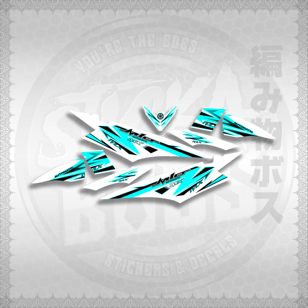 MIO SOUL I STRIPING CARBURETOR FOR WHITE STICKER DECALS By STICKABOSS (SOFIE LAMINATED WATERPROOF)