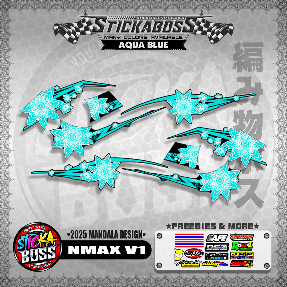 NMAX V1 INDO-THAI-MALAYSIAN STICKER DECALS ( 2025 MANDALA DESIGN )【WITH FREEBIES】