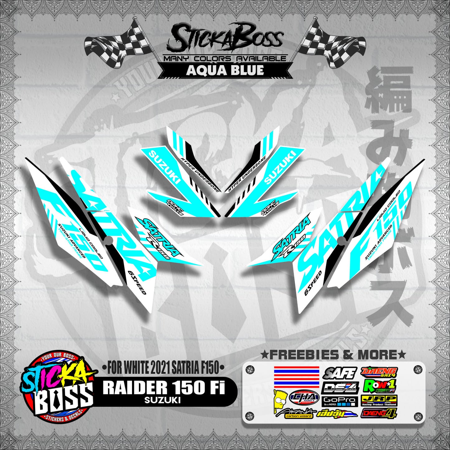 RAIDER 150 Fi DECALS ( FOR WHITE 2021 SATRIA F150 )【WITH FREEBIES】