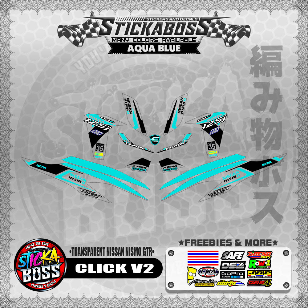 【PREMIUM UV PRINT】TRANSPARENT CLICK V2 STICKER DECALS ( NISSAN NISMO GTR )【WITH FREEBIES】