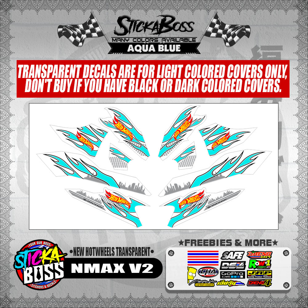 NMAX V2 DECALS ( NEW HOTWHEELS TRANSPARENT )【WITH FREEBIES】