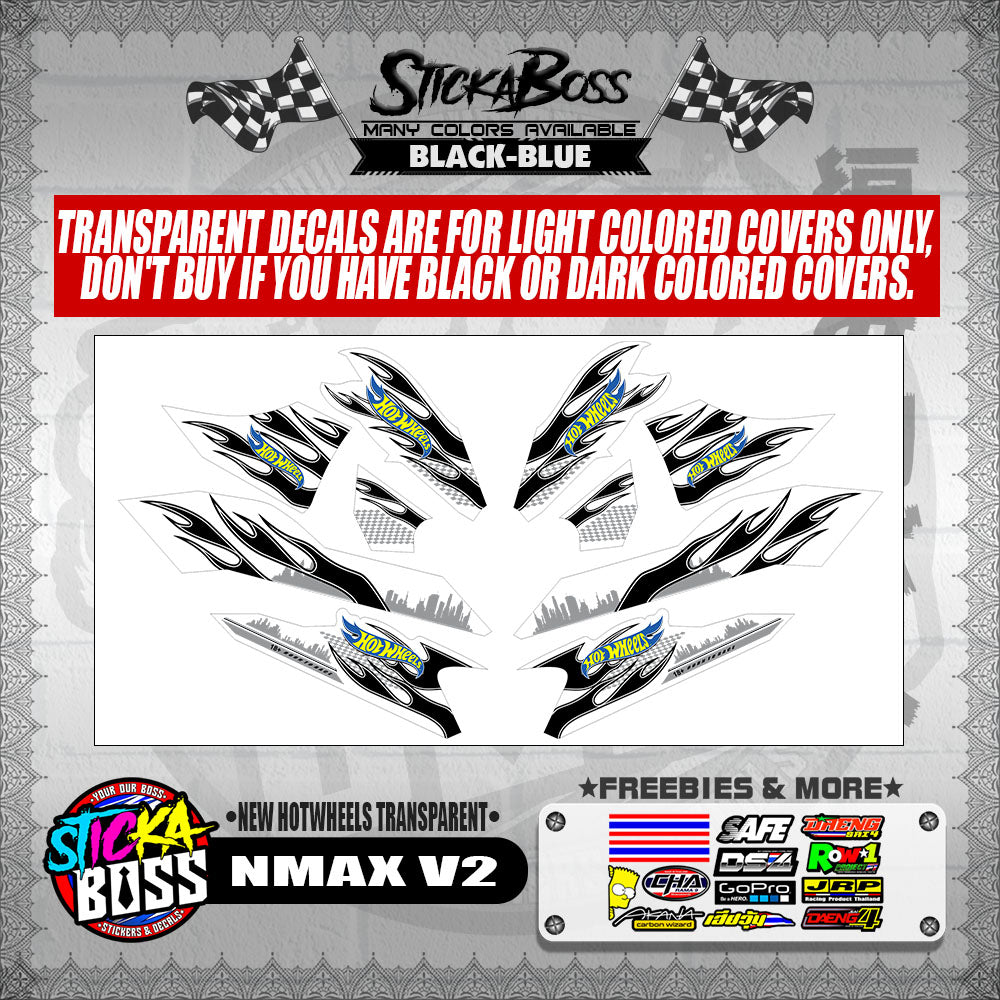 NMAX V2 DECALS ( NEW HOTWHEELS TRANSPARENT )【WITH FREEBIES】