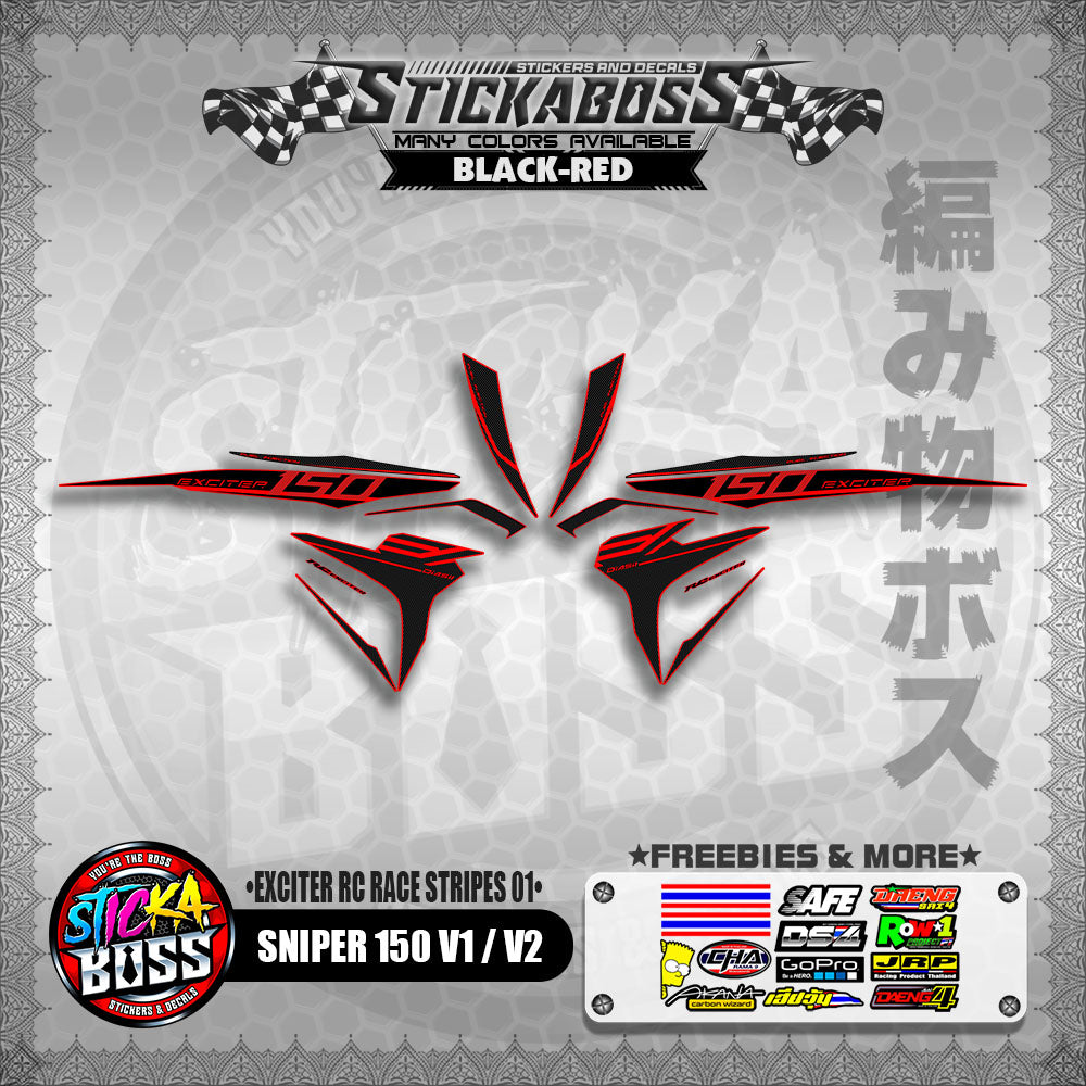 SNIPER 150 V1 / V2 DECALS ( EXCITER RC RACE STRIPES 01 )【WITH FREEBIES】