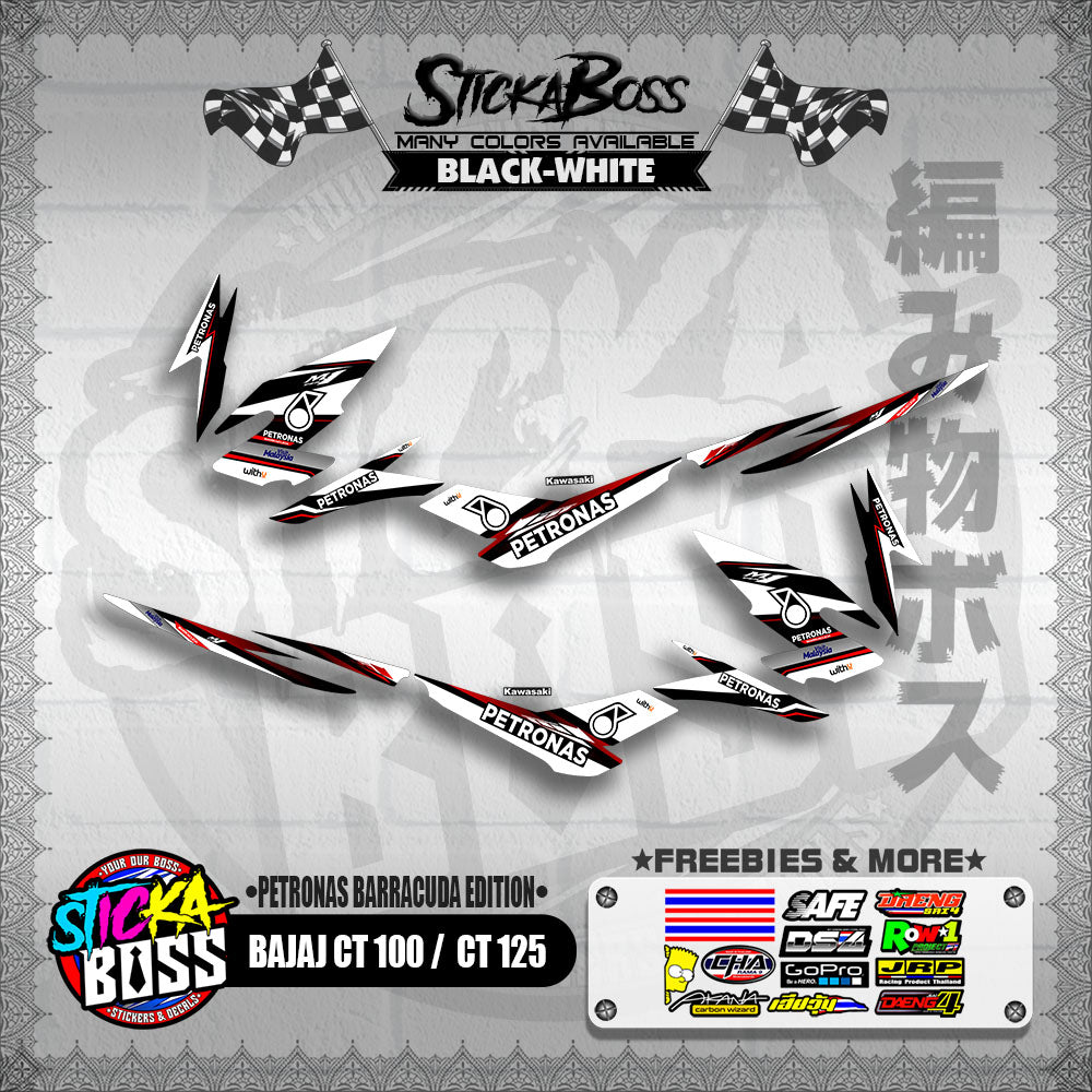 BAJAJ CT 100 / CT 125 DECALS ( PETRONAS BARRACUDA EDITION )【WITH FREEBIES】