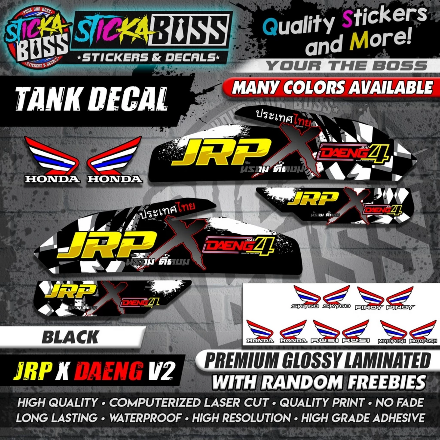 TMX / RUSI / PINOY / MOTOPOSH / SKYGO TANK DECALS STICKER ( JRP X DAENG V2 )【WITH FREEBIES】