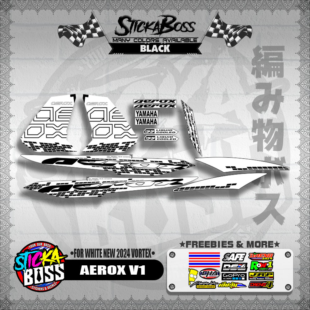 AEROX 155 V1 DECALS ( FOR WHITE NEW 2024 VORTEX )【WITH FREEBIES】