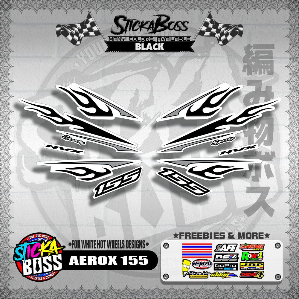 AEROX 155 DECALS ( FOR WHITE HOT WHEELS DESIGNS )【WITH FREEBIES】