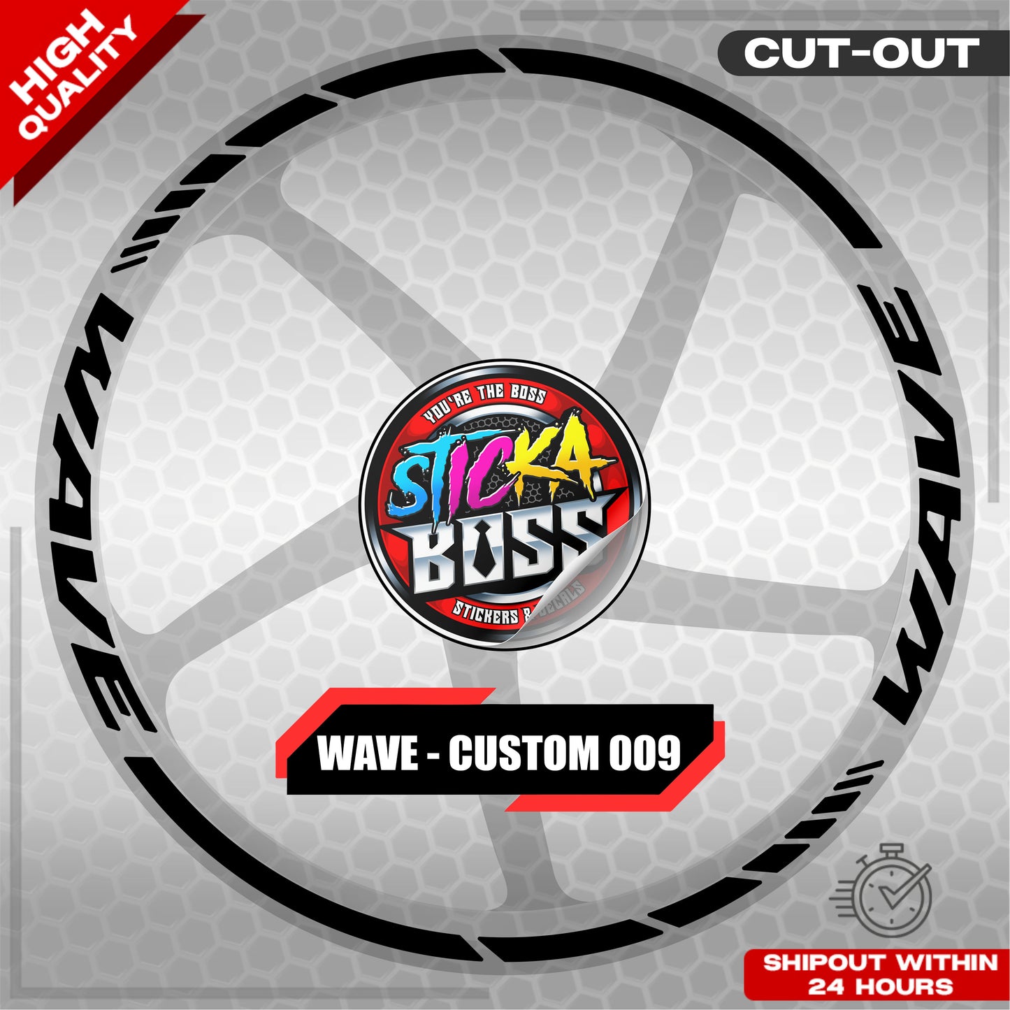 WAVE 110 / 125 MAG STICKER SET ( 2 MAGS ) - CUSTOM 009 | VINYL WATERPROOF CUT-OUT DECALS