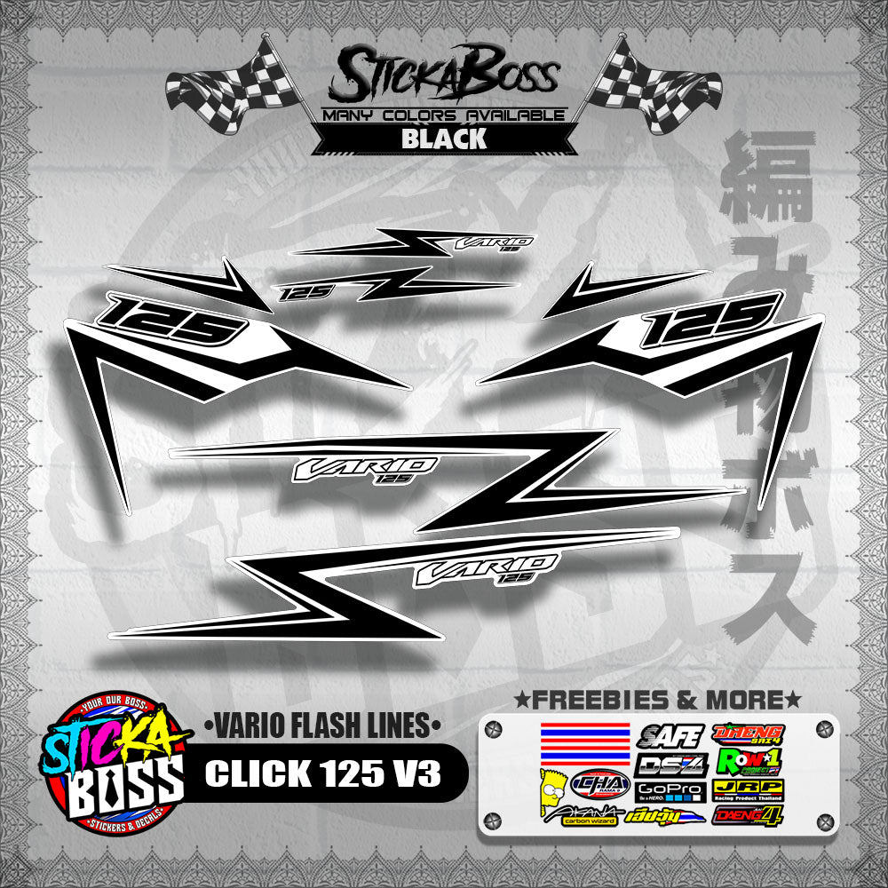 CLICK 125 V3 DECALS ( VARIO FLASH LINES )【WITH FREEBIES】