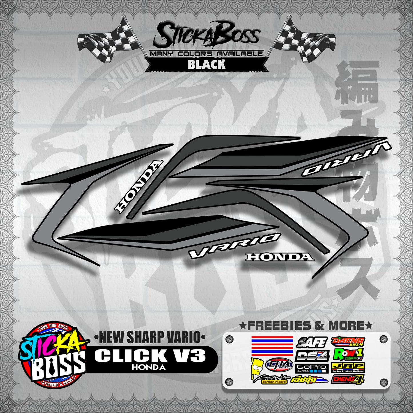 CLICK V3 DECALS ( NEW SHARP VARIO )【WITH FREEBIES】