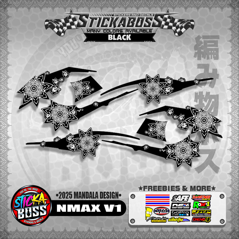 NMAX V1 INDO-THAI-MALAYSIAN STICKER DECALS ( 2025 MANDALA DESIGN )【WITH FREEBIES】